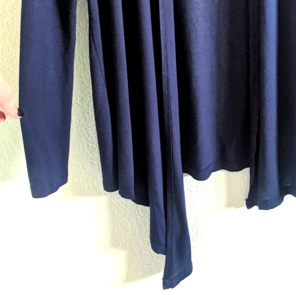 Soft, Navy Blue sleek asymmetrical sweater - Picture 3 of 5
